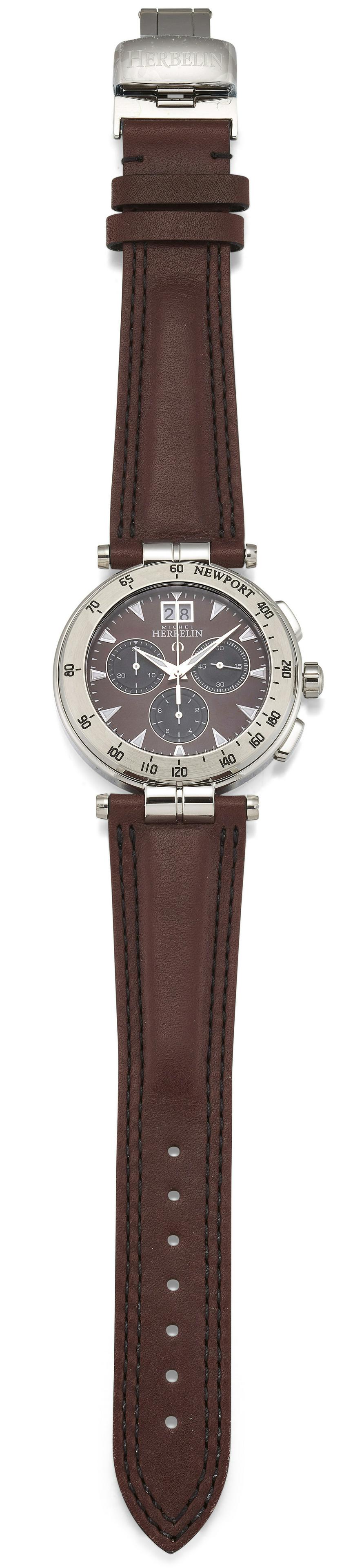 A GENTS STEEL MICHEL HERBELIN NEWPORT STRAP WATCH,  (1 of 1)