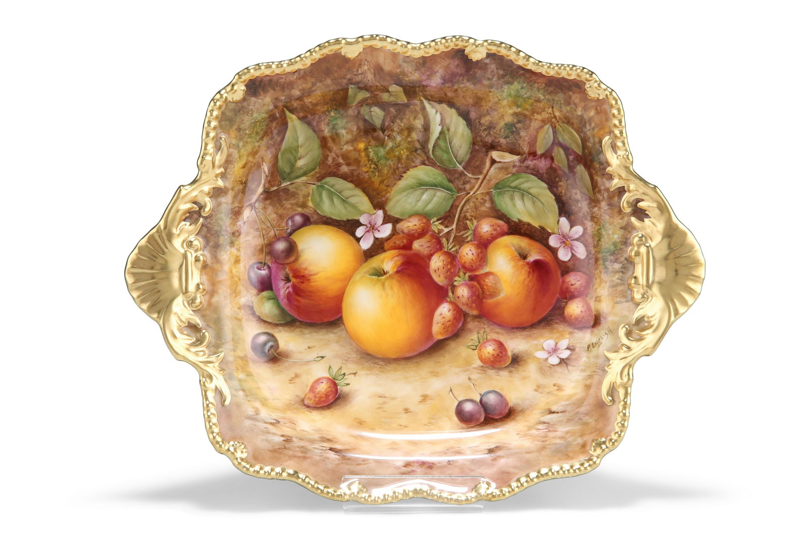 A ROYAL WORCESTER FRUIT PAINTED TUDOR TRAY, signed by (1 of 1)