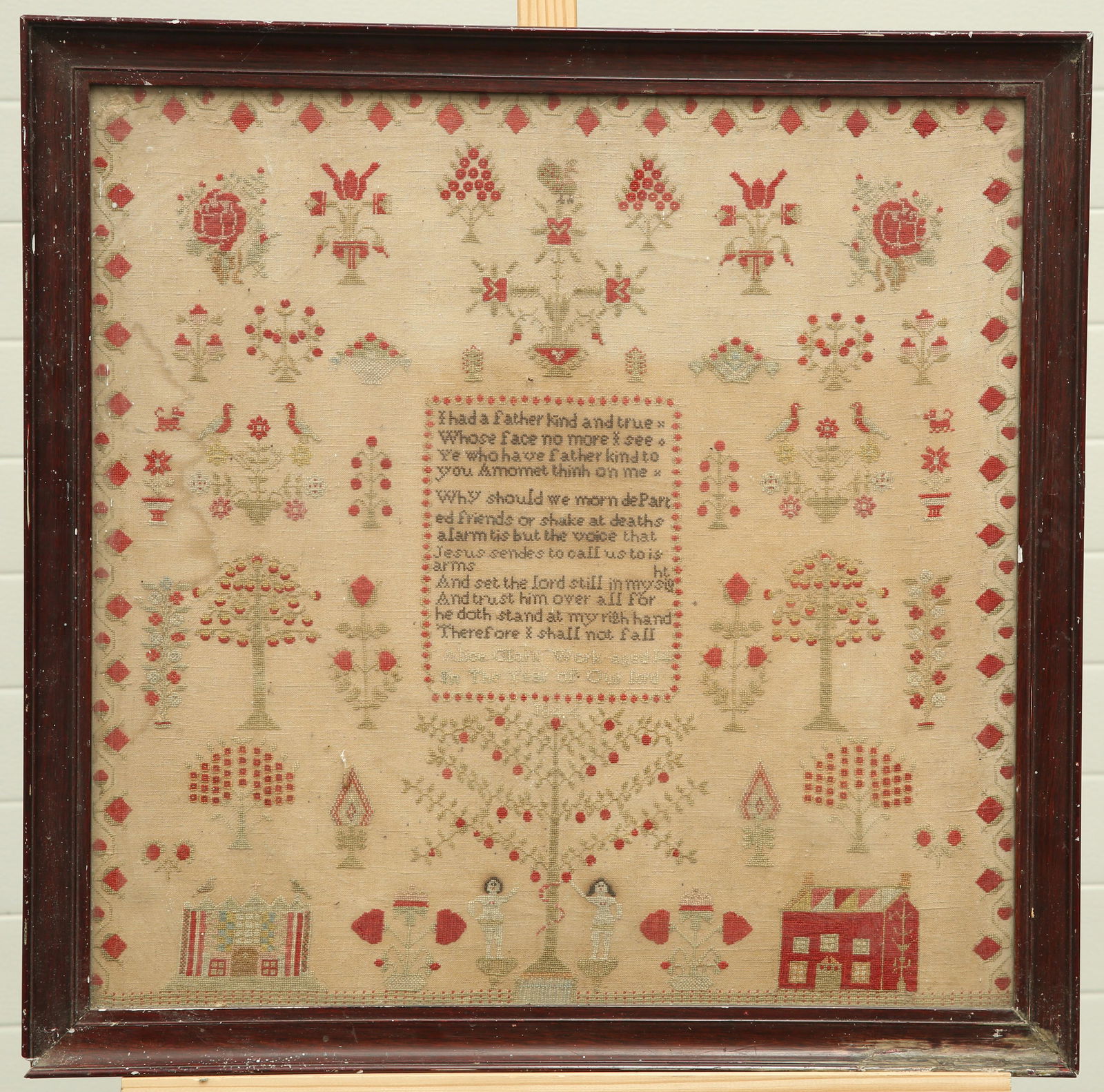 A LARGE EARLY VICTORIAN SAMPLER, by Alice Clark, 1844, (1 of 1)