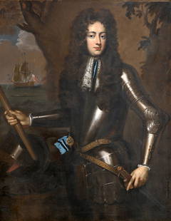 STUDIO OR FOLLOWER OF WILLEM WISSING (DUTCH,: STUDIO OR FOLLOWER OF WILLEM WISSING (DUTCH, 1656-1687), PORTRAIT OF THOMAS HERBERT, 8TH EARL OF PEMBROKE, AS LORD HIGH ADMIRAL OF ENGLAND, oil on canvas, bears Christie's stencil verso, framed. 126cm
