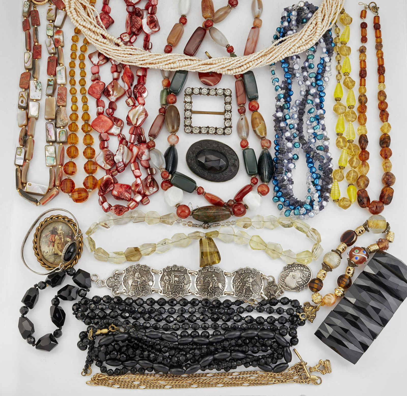 A QUANTITY OF COSTUME JEWELLERY, including FRENCH JET (1 of 1)