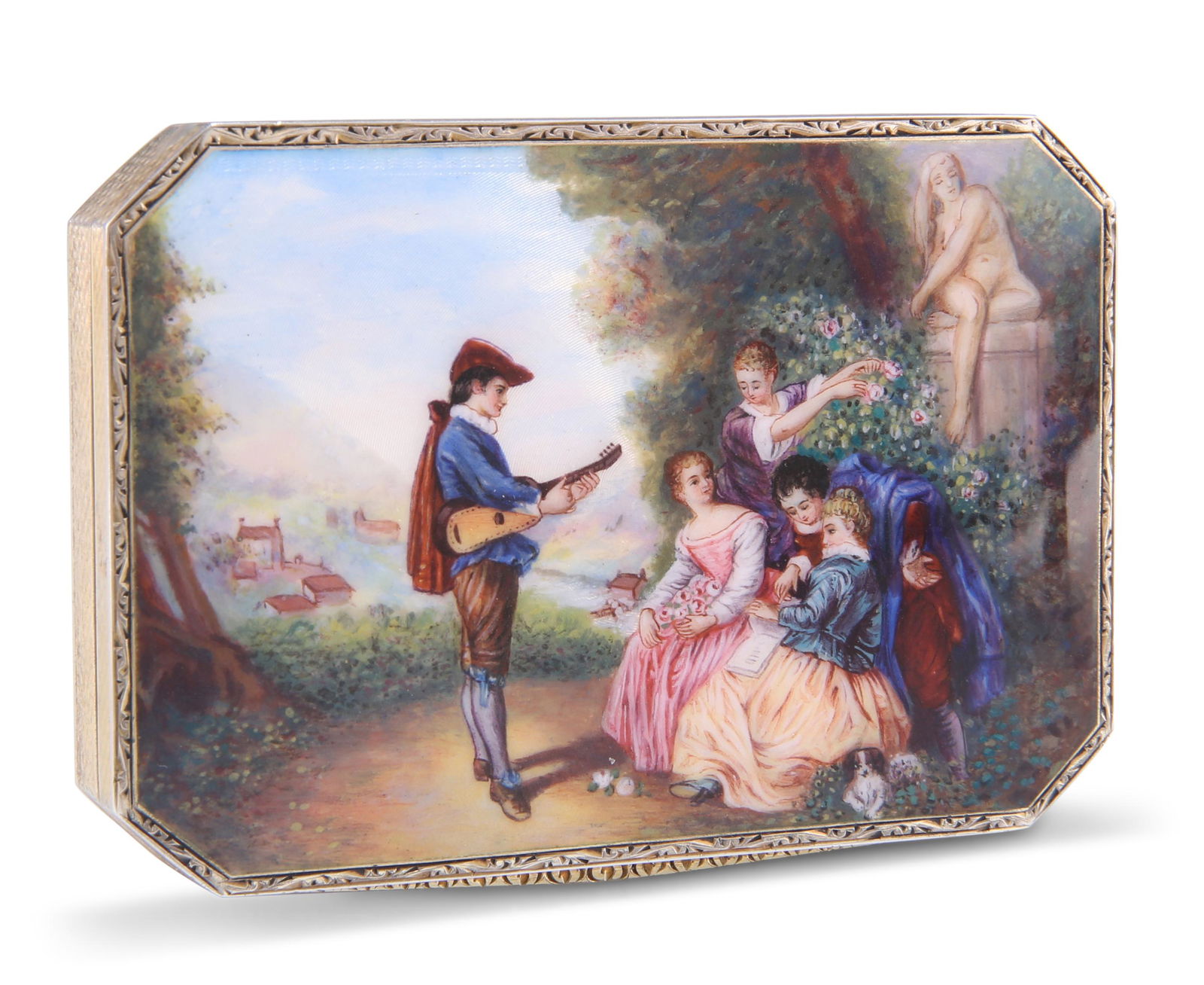 A FINE CONTINENTAL SILVER AND ENAMEL SNUFF BOX, import (1 of 1)