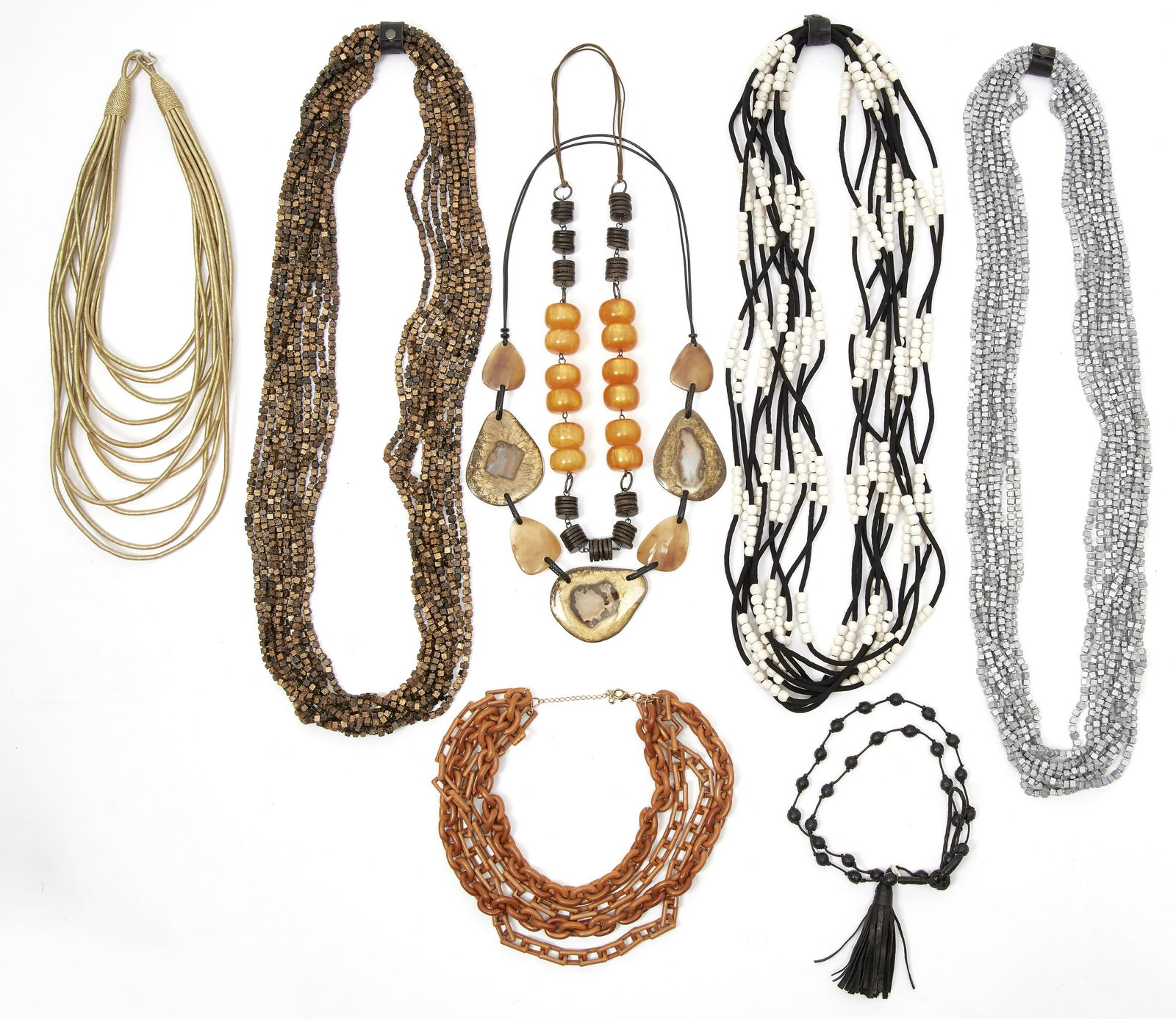 EIGHT LARGE STATEMENT NECKLACES, including three beaded (1 of 1)