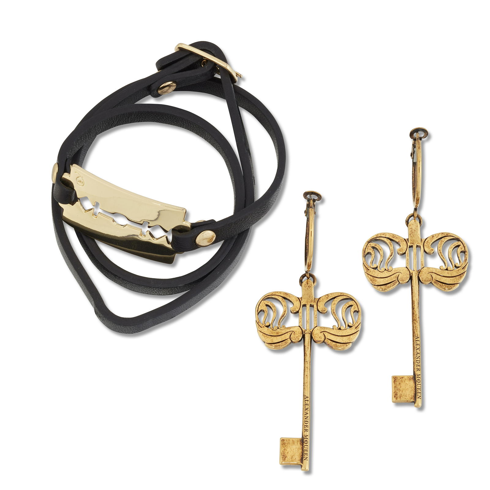ALEXANDER MCQUEEN - A RAZOR TRIPLE WRAP GILT BRASS AND (1 of 1)