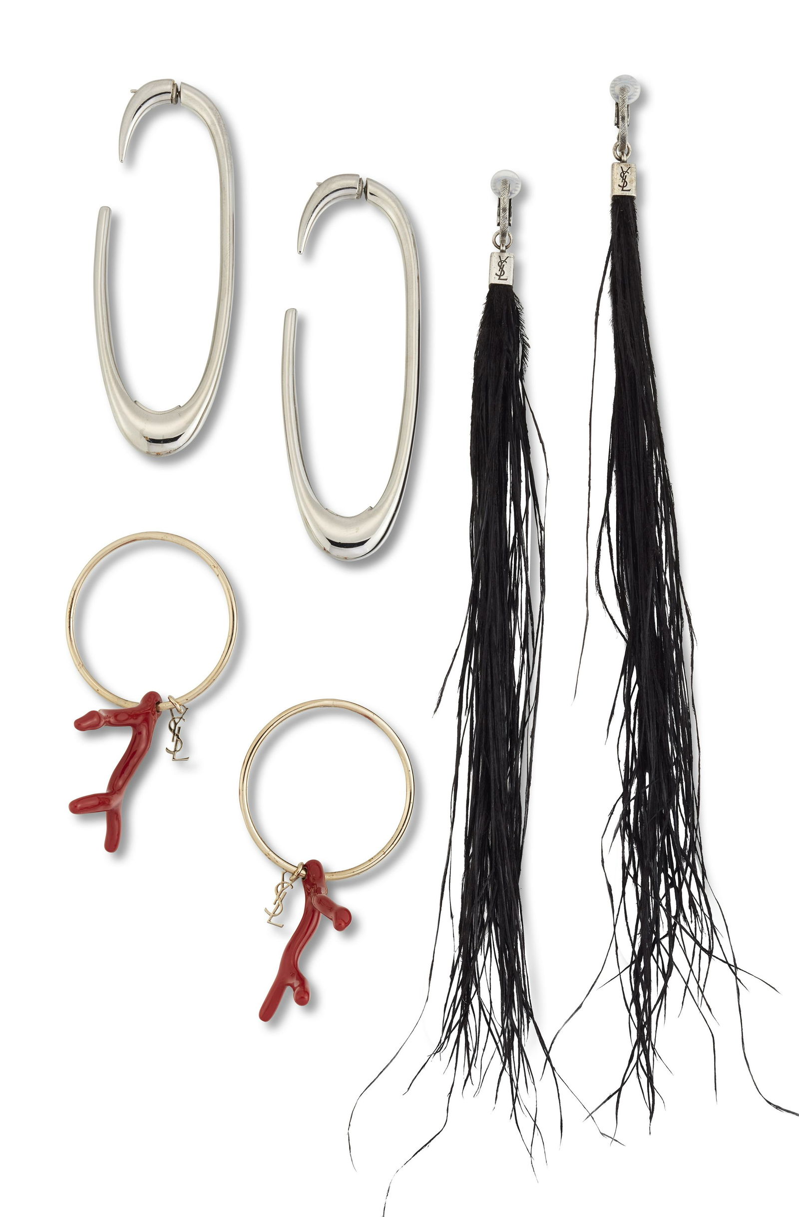 THREE PAIRS OF YVES SAINT LAURENT EARRINGS, including A (1 of 1)