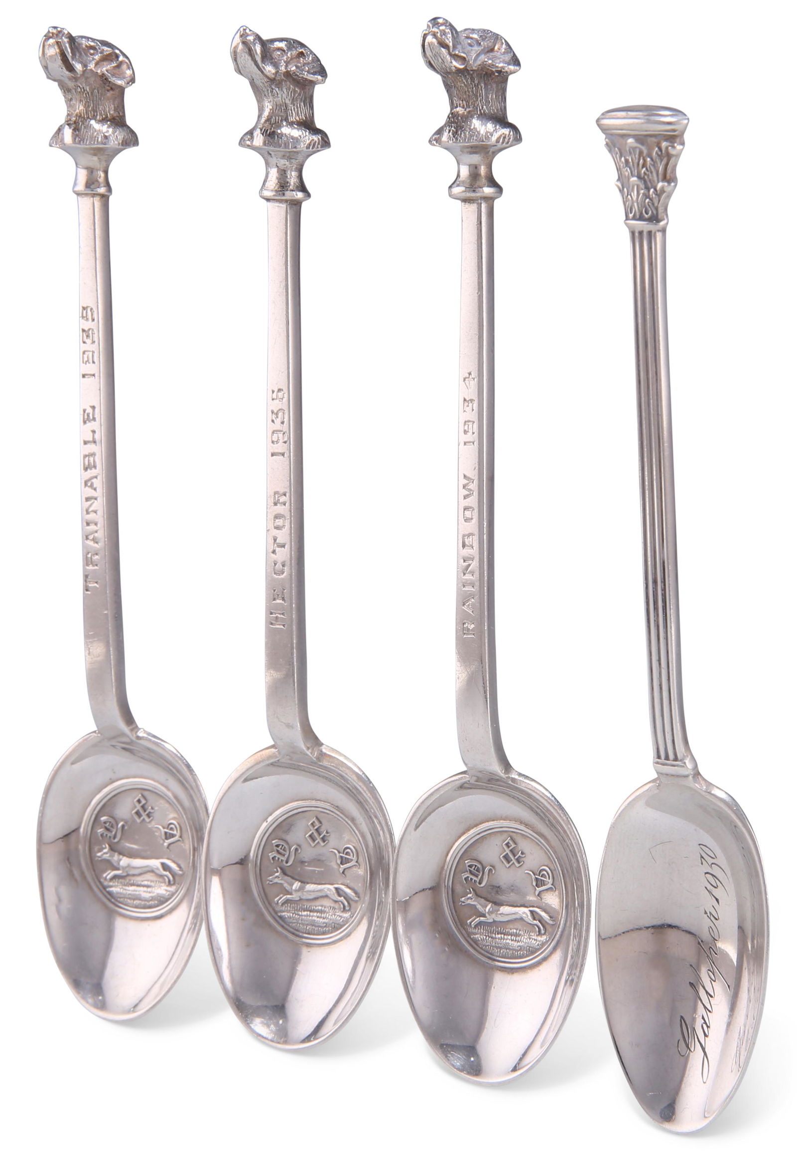 THREE GEORGE V SILVER COMMEMORATIVE HUNT TEASPOONS, by Thom (1 of 1)