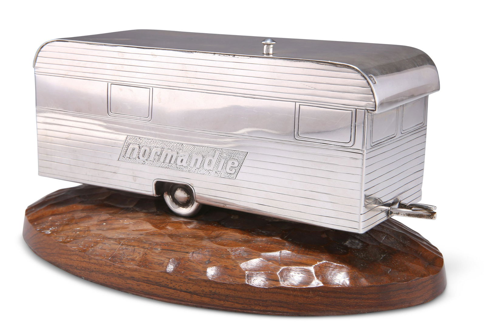 AN ELIZABETH II SILVER MODEL OF A CARAVAN, by E H C, London (1 of 2)