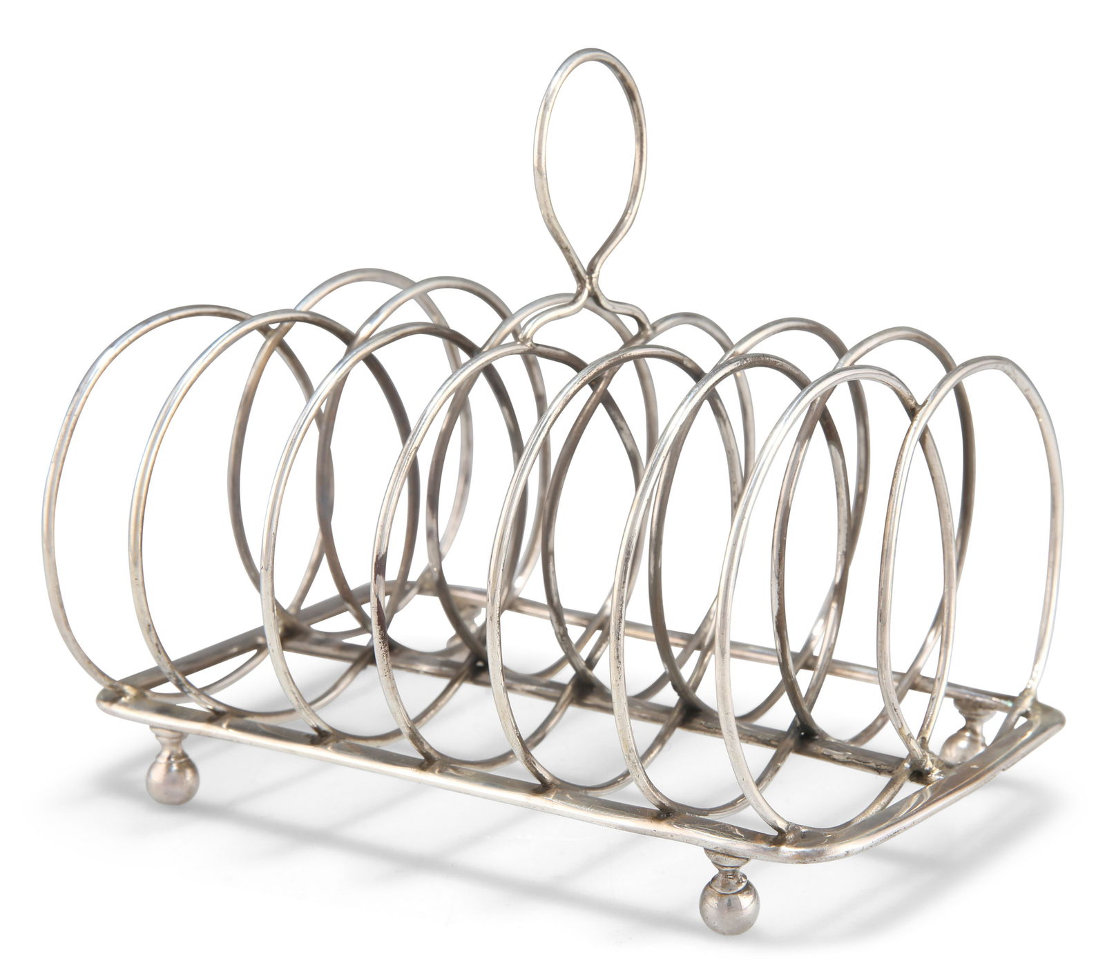 A GEORGE III SILVER TOAST RACK, maker's mark HN (probably N (1 of 2)