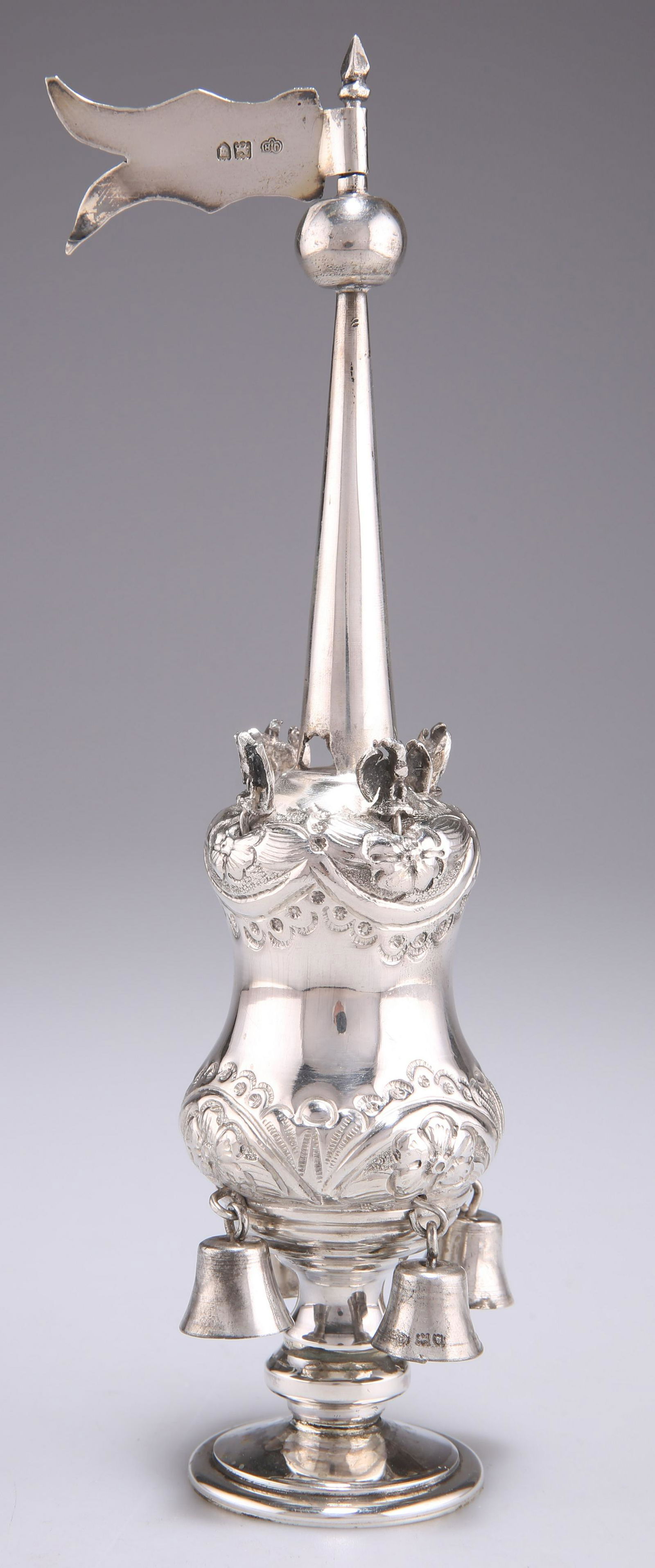 JUDAICA: A GEORGE V SILVER SPICE TOWER (1 of 2)