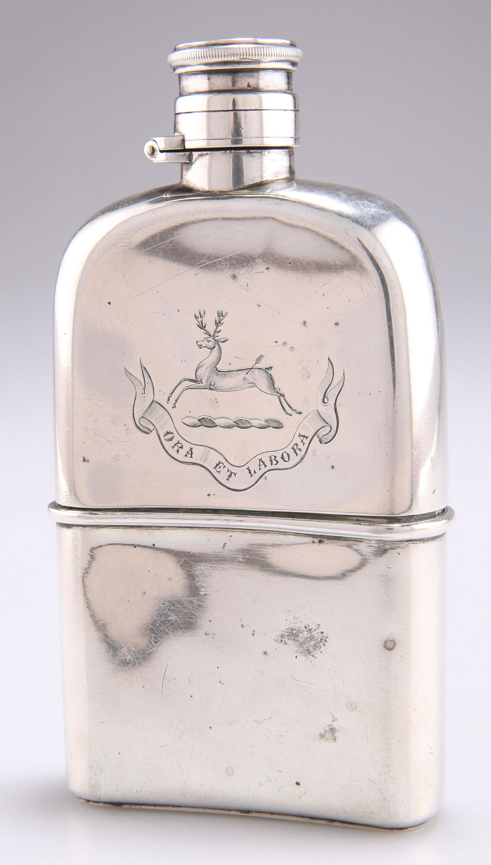 A VICTORIAN SILVER HIP-FLASK (1 of 1)