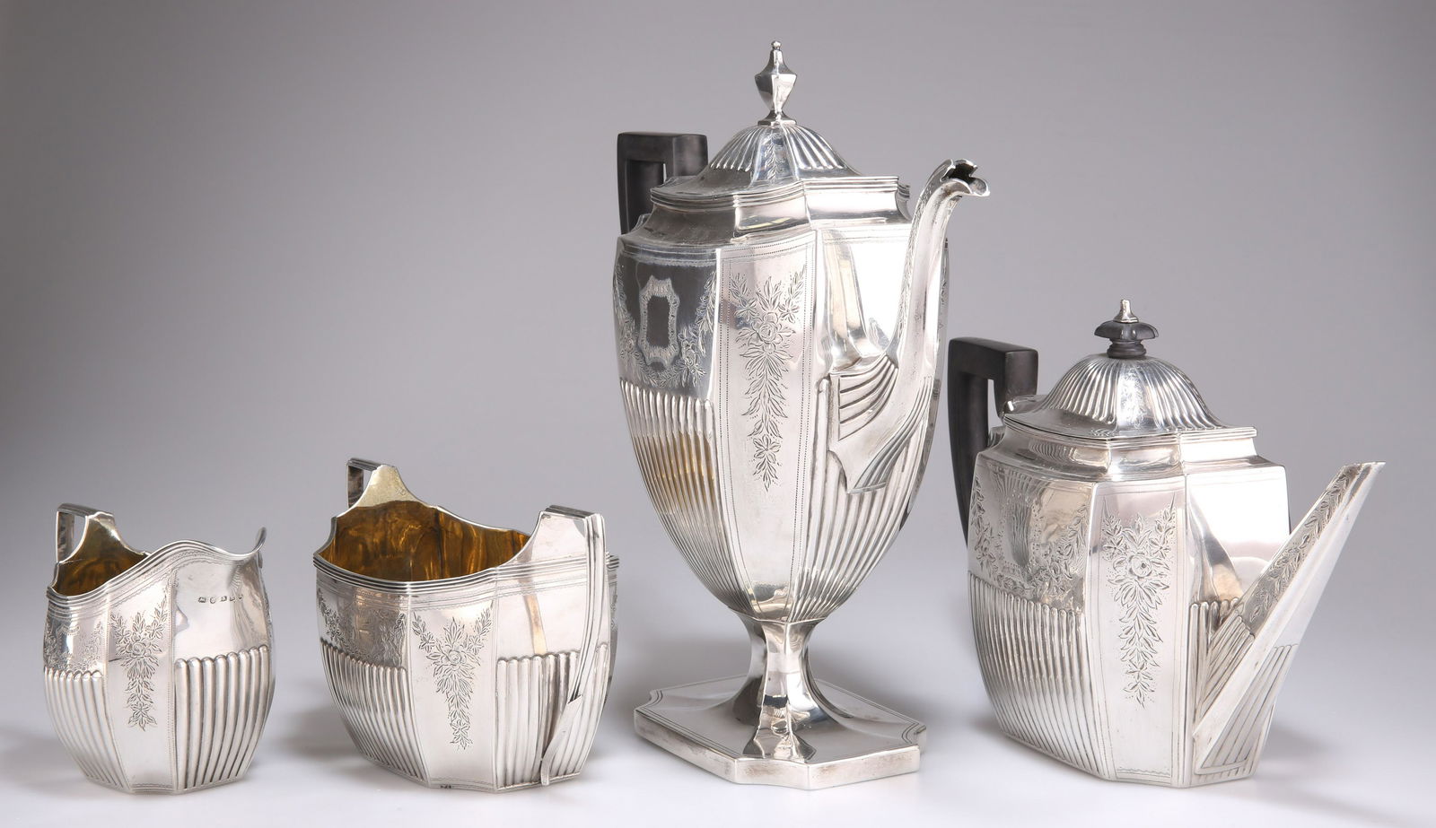 A GEORGE III SILVER FOUR-PIECE TEA AND COFFEE SERVICE (1 of 1)
