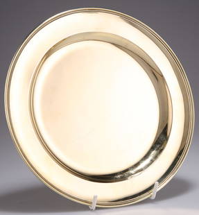 A MATCHED SET OF TWELVE GEORGE III SILVER-GILT DESSERT PLATES: A MATCHED SET OF TWELVE GEORGE III SILVER-GILT DESSERT PLATES, comprising seven by William Stroud, London 1811; two by Andrew Fogelberg & Stephen Gilbert, London 1820; one struck three times with the