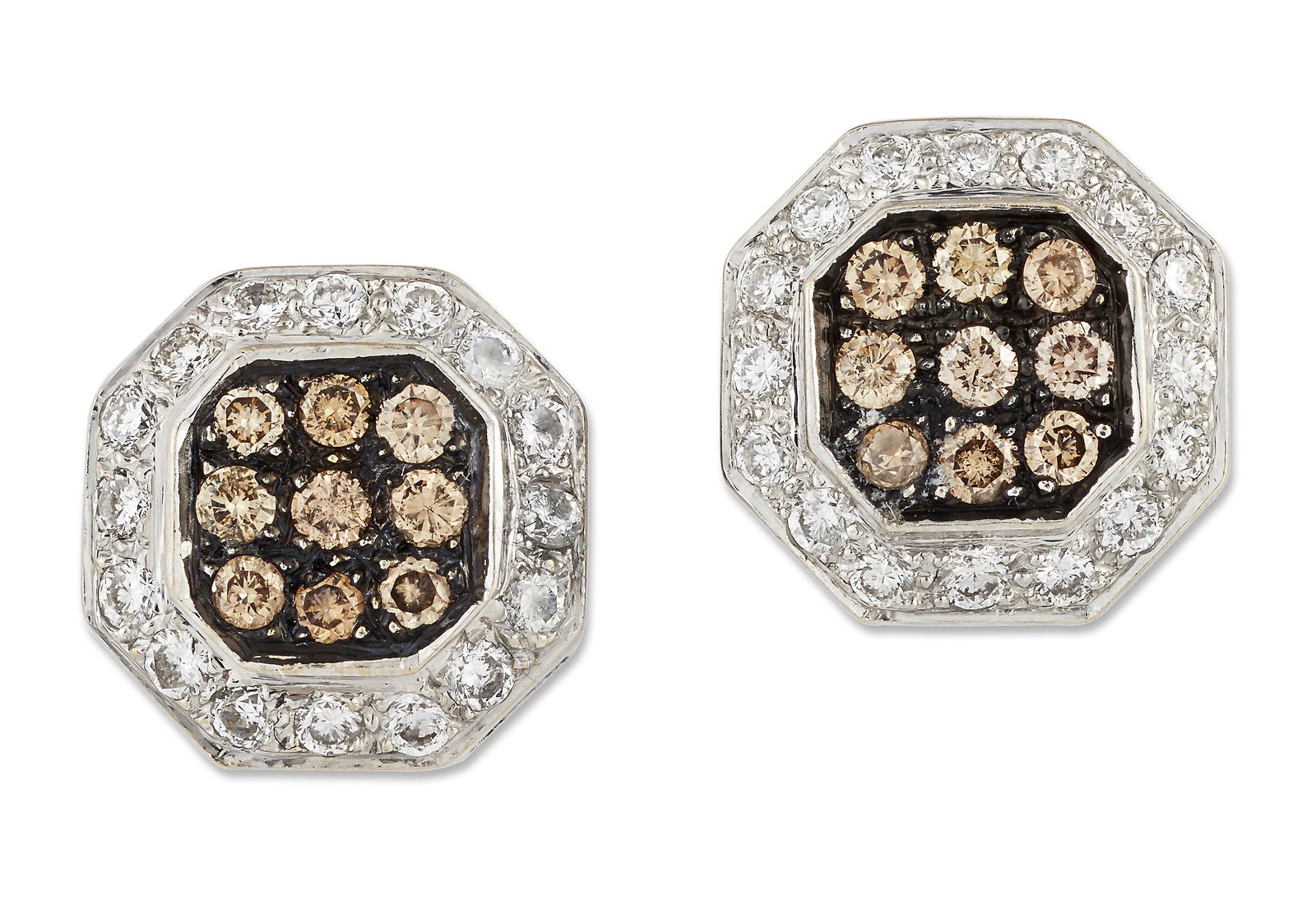 LEVIAN - A PAIR OF FANCY DIAMOND CLUSTER EARRINGS (1 of 1)