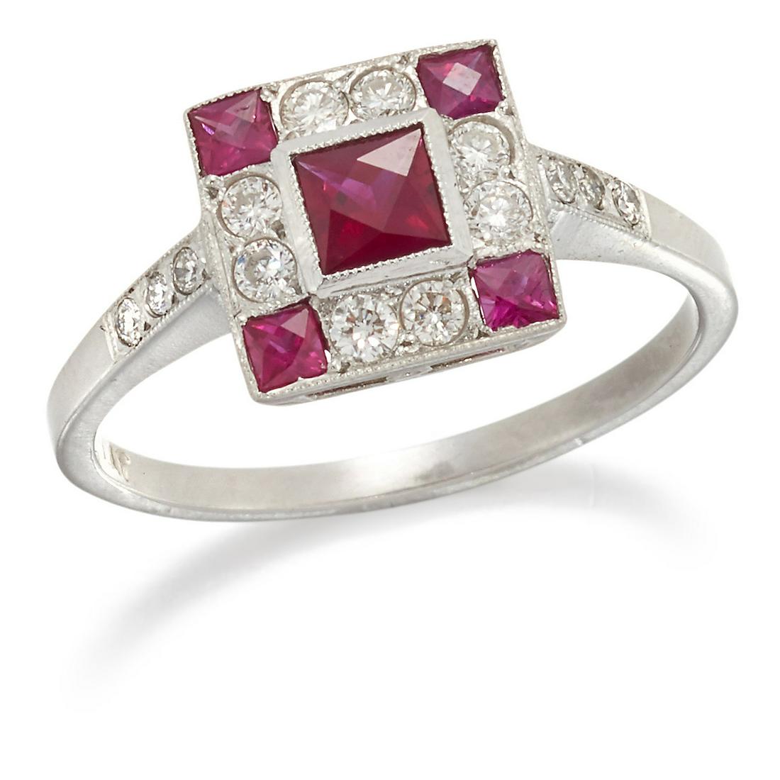 A RUBY AND DIAMOND CLUSTER RING (1 of 1)
