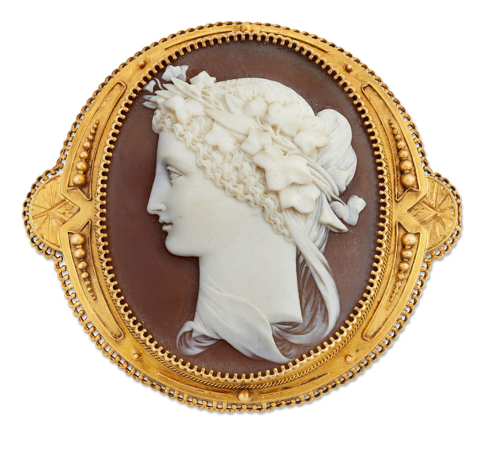A MID 19TH CENTURY SHELL CAMEO BROOCH (1 of 1)