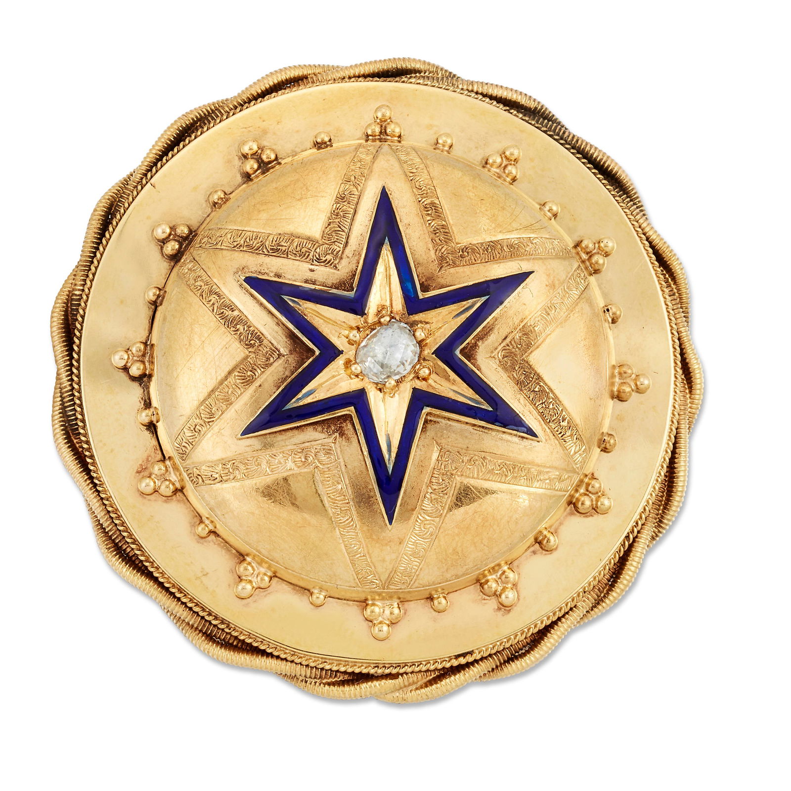 A LATE 19TH CENTURY ENAMEL AND DIAMOND BROOCH (1 of 1)