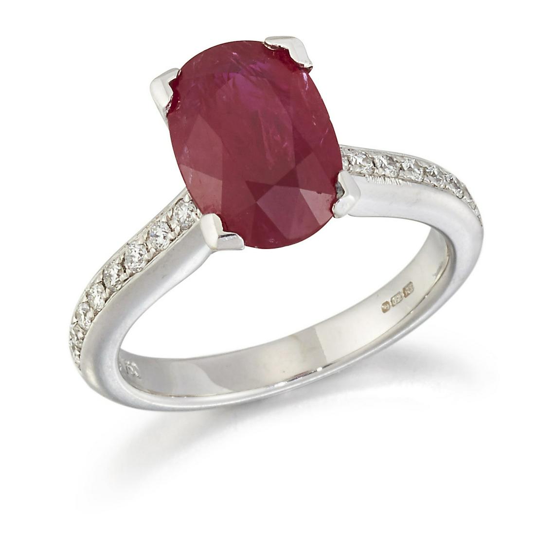 AN 18 CARAT WHITE GOLD RUBY AND DIAMOND RING (1 of 1)