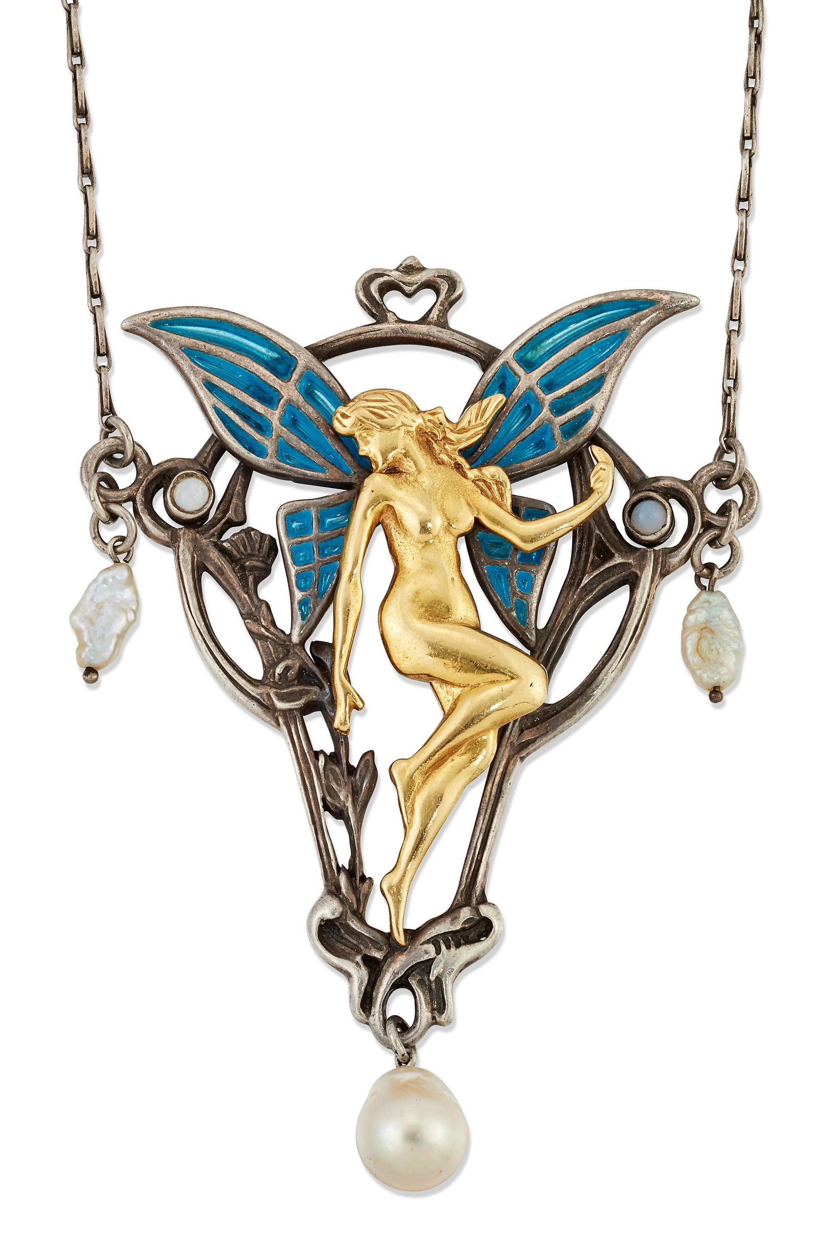 A PLIQUE A JOUR, OPAL AND PEARL PENDANT NECKLACE (1 of 1)