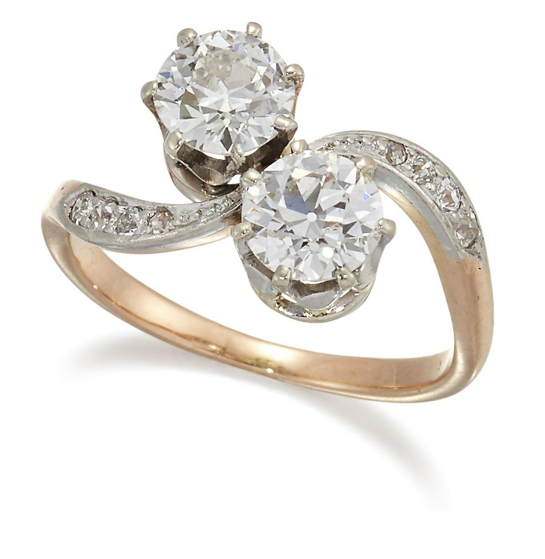 A DIAMOND TWO STONE CROSSOVER RING (1 of 1)