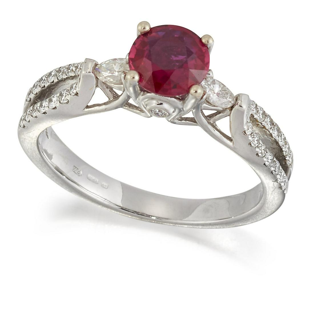 AN 18 CARAT WHITE GOLD RUBY AND DIAMOND RING (1 of 1)