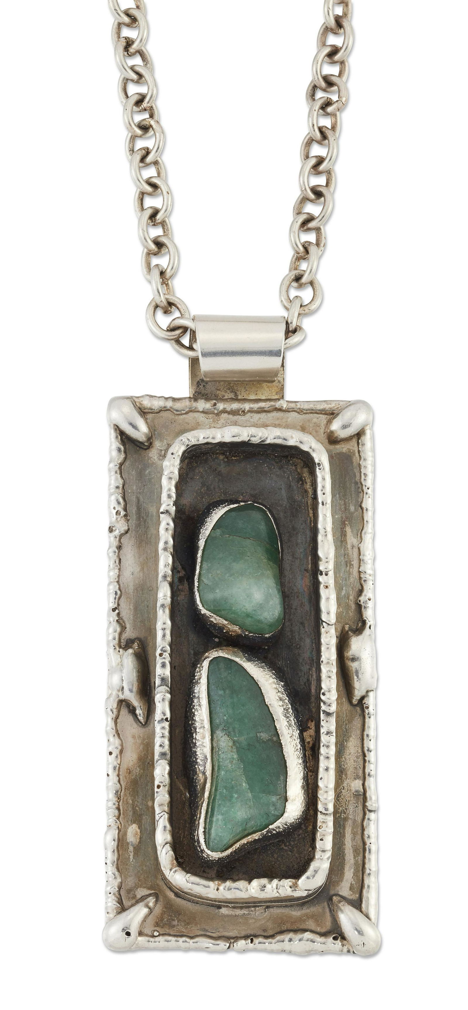 JENS ANDERSON AND ERIK DENNING AD DESIGN – A DANISH SILVER AND AVENTURINE QUARTZ PENDANT NECKLACE (1 of 1)