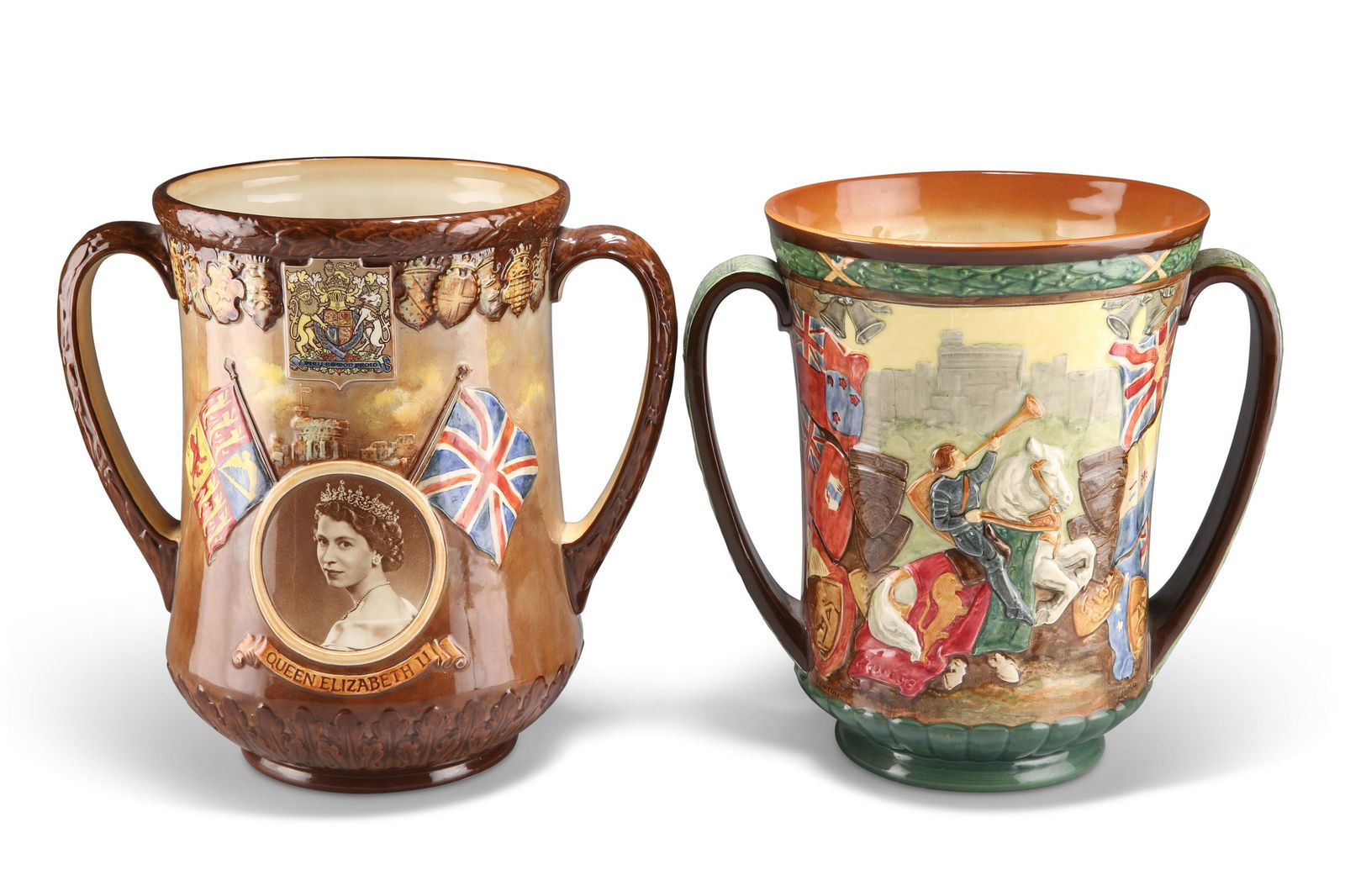 TWO ROYAL DOULTON LIMITED EDITION ROYAL COMMEMORATIVE LOVING CUPS (1 of 2)