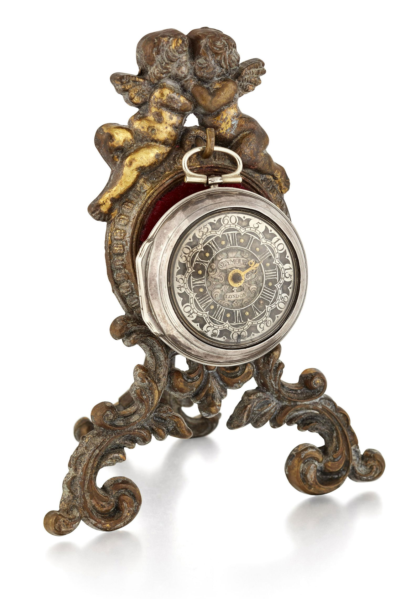 A PAIR CASED SILVER POCKET WATCH AND STAND (1 of 2)