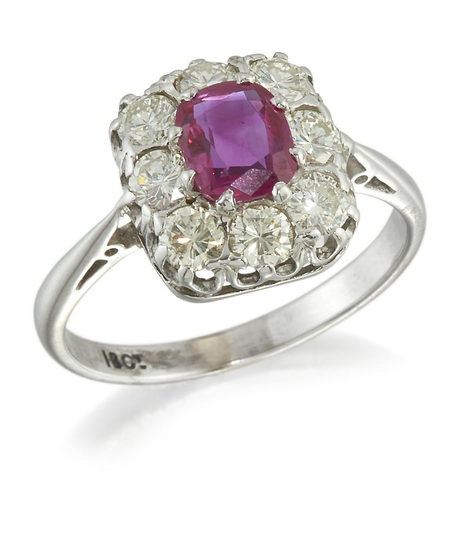 A RUBY AND DIAMOND CLUSTER RING (1 of 1)