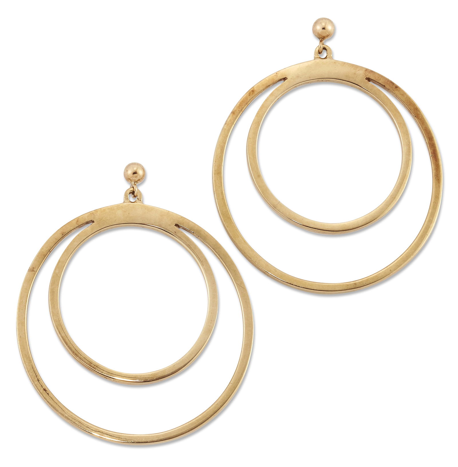 A PAIR OF 9 CARAT GOLD DOUBLE HOOP PENDANT EARRINGS (1 of 1)