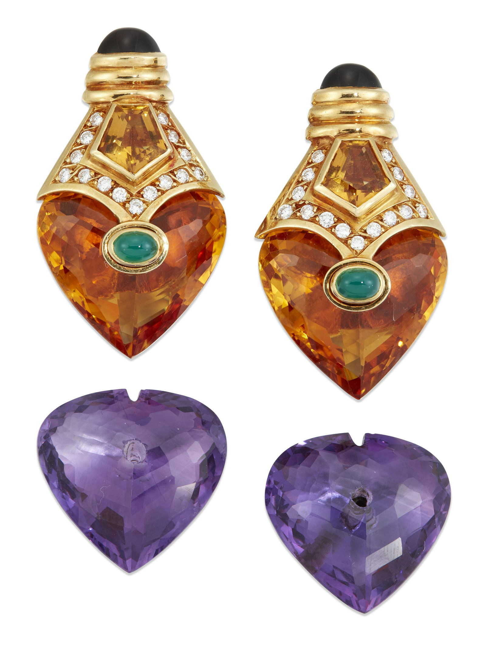 MARINA B - A PAIR OF ADAPTABLE GEMSTONE AND DIAMOND EARRINGS (1 of 3)