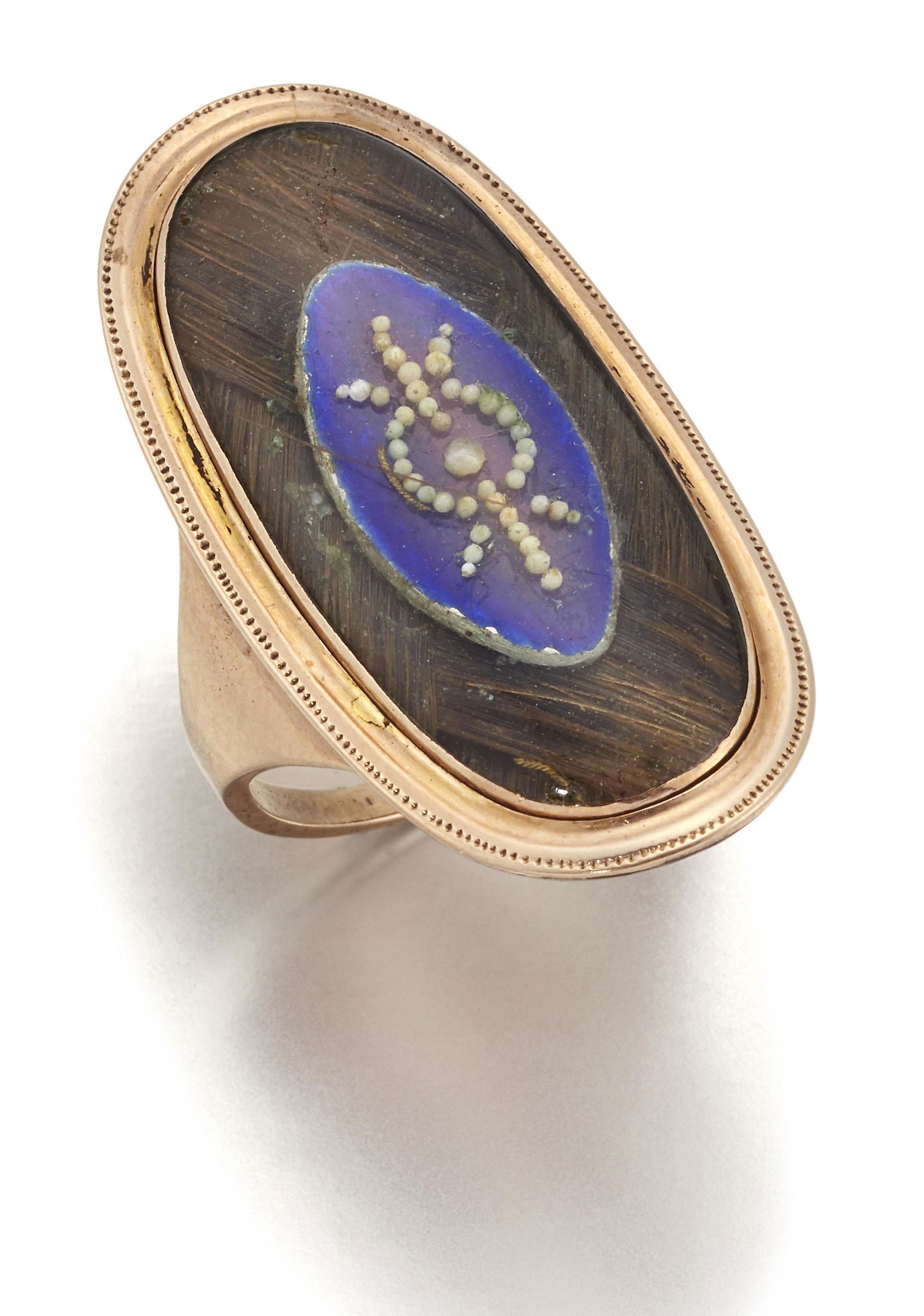 AN ENAMEL AND HAIRWORK MOURNING RING (1 of 1)