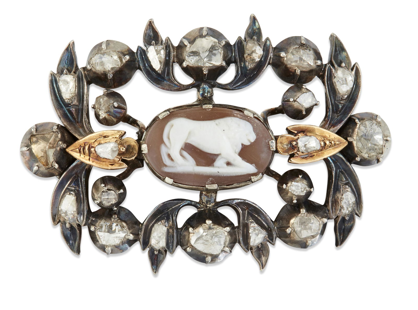 AN EARLY 19TH CENTURY CAMEO AND DIAMOND BROOCH (1 of 1)