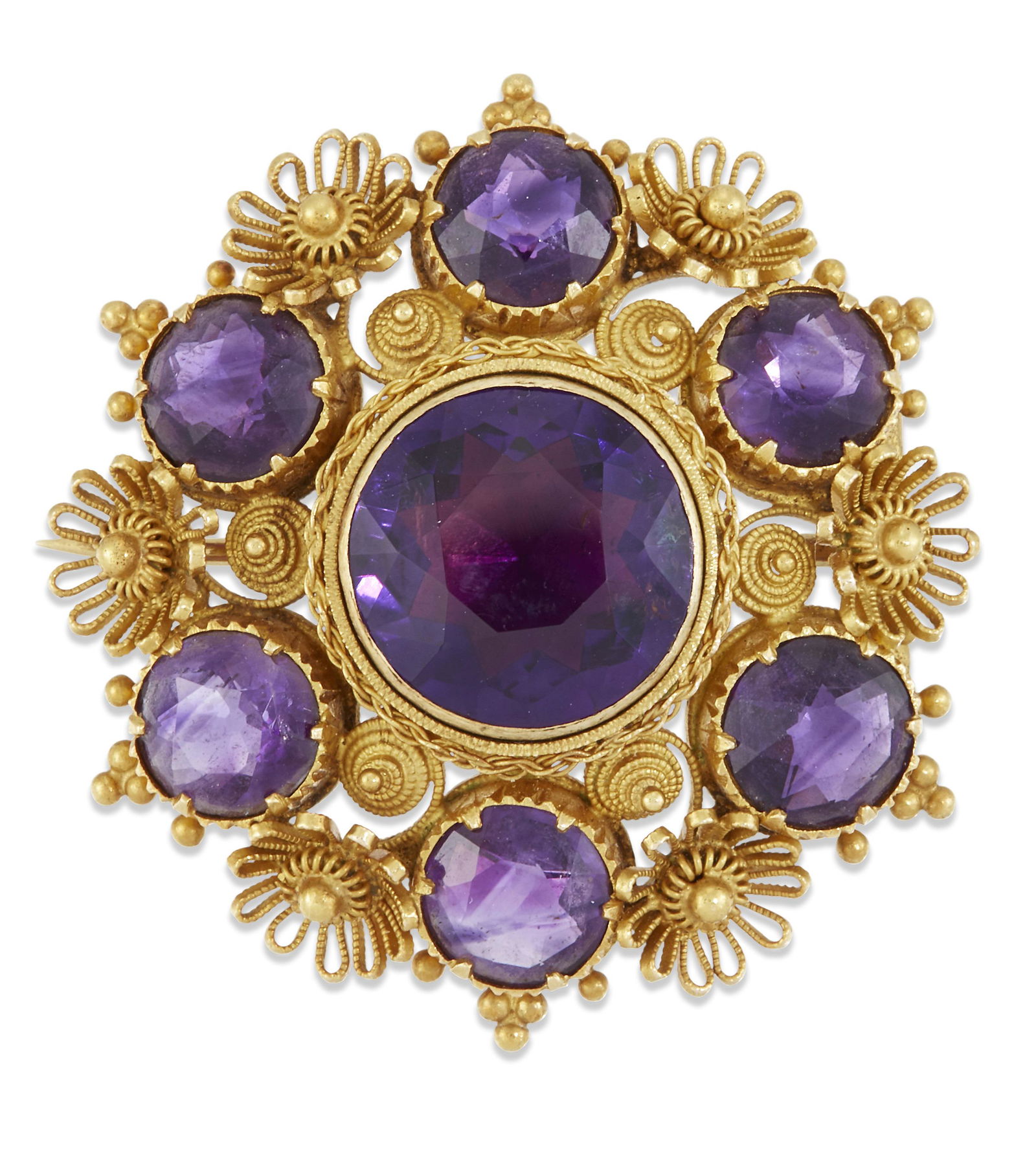AN EARLY TO MID-19TH CENTURY AMETHYST BROOCH (1 of 1)