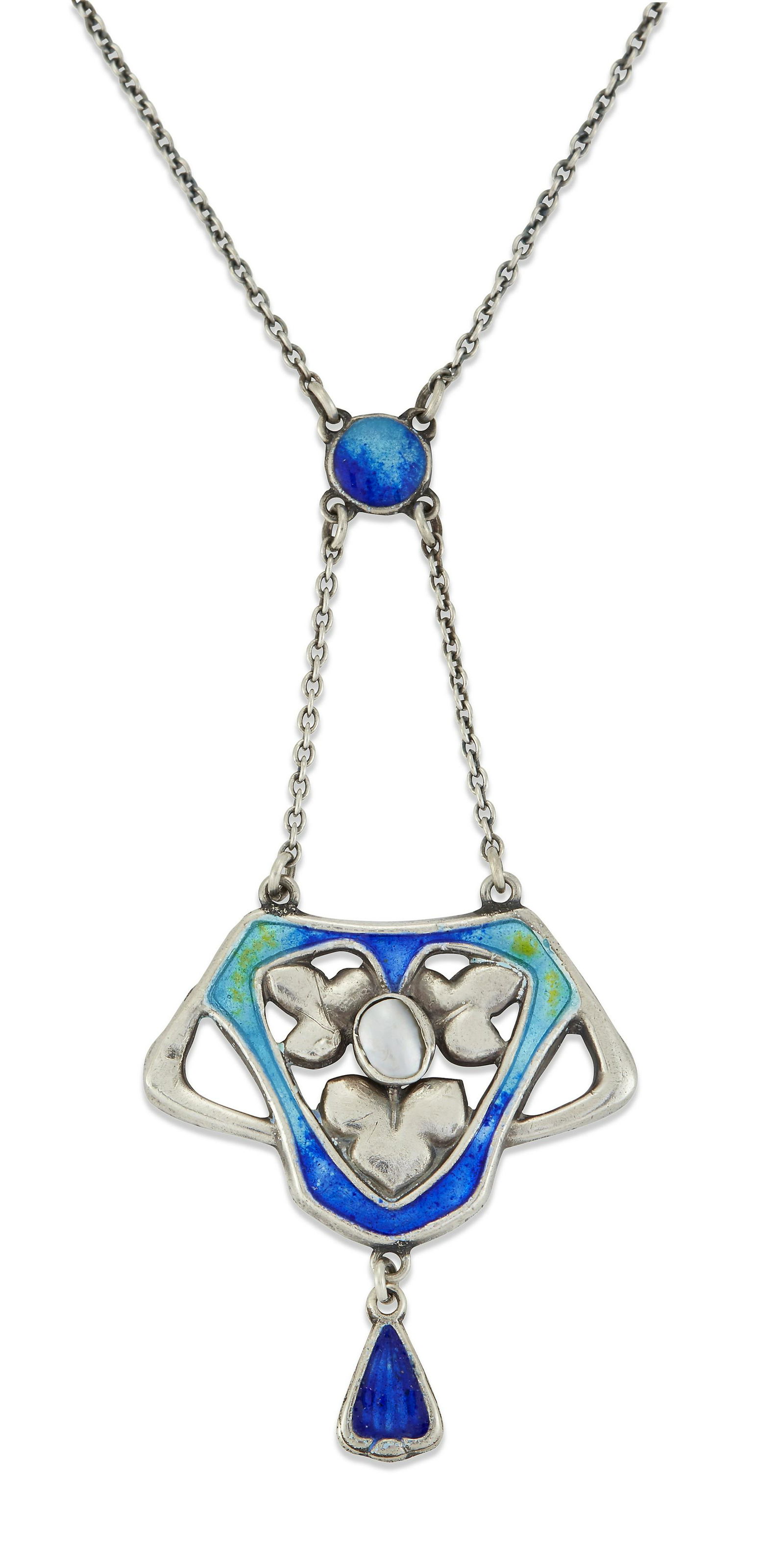 CHARLES HORNER - A SILVER, ENAMEL AND MOTHER-OF-PEARL PENDANT NECKLACE (1 of 1)