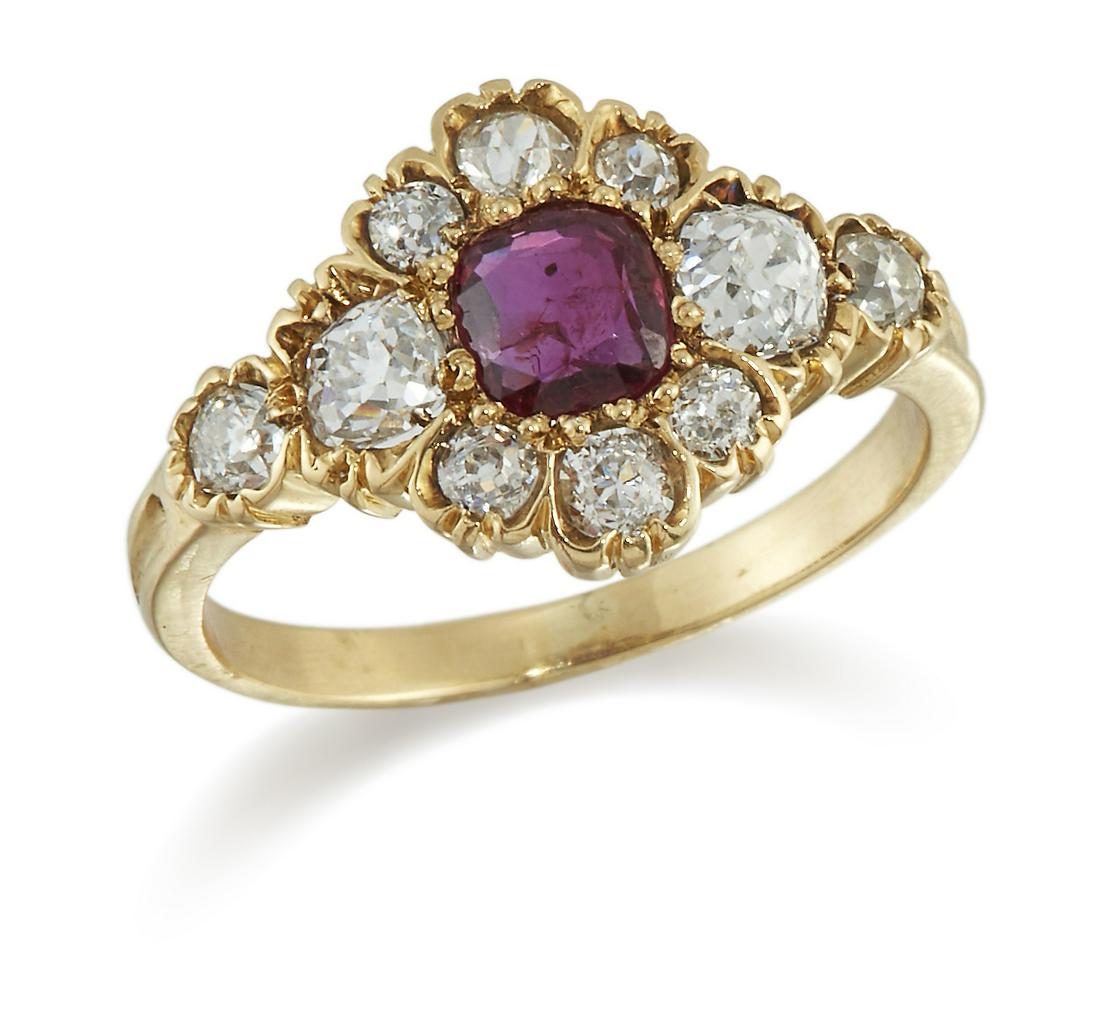 A RUBY AND DIAMOND CLUSTER RING (1 of 1)