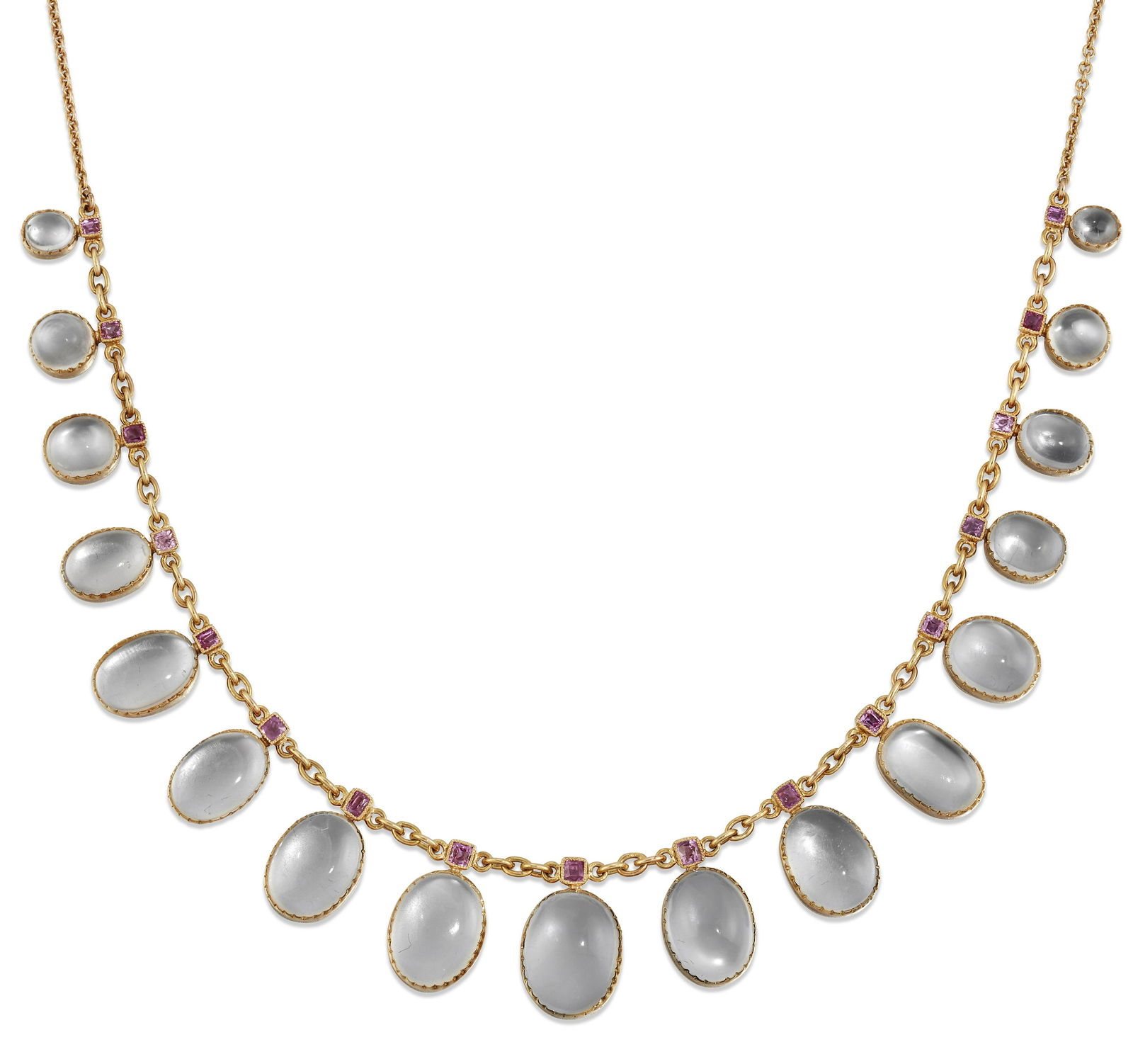 A LATE VICTORIAN MOONSTONE AND PINK SAPPHIRE NECKLACE (1 of 1)