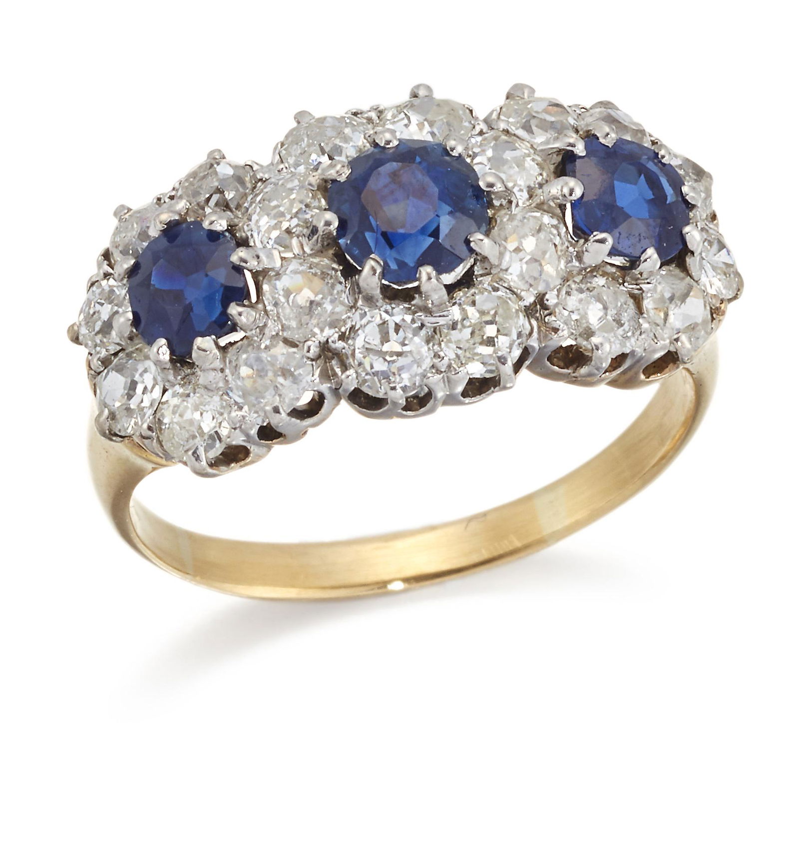 A LATE 19TH CENTURY SAPPHIRE AND DIAMOND CLUSTER RING (1 of 1)