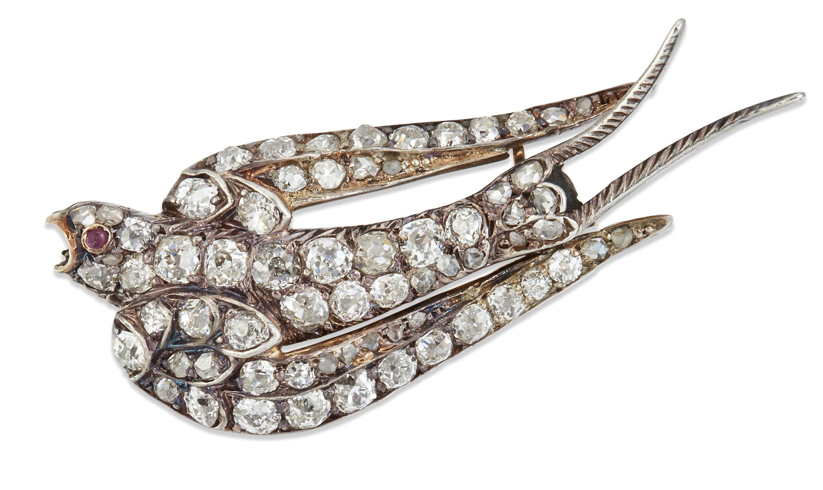 A LATE 19TH CENTURY DIAMOND SWALLOW BROOCH (1 of 1)