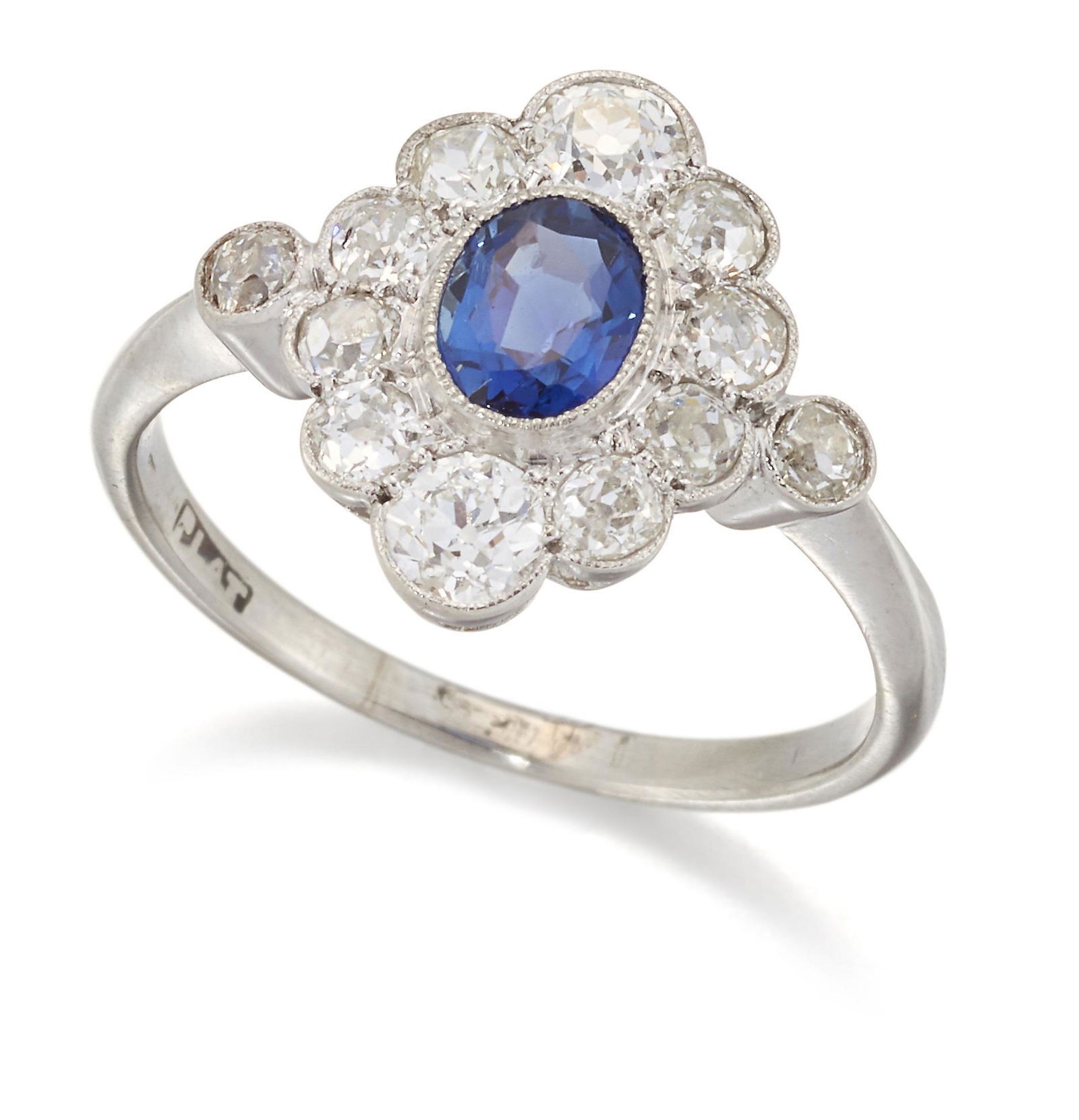 A SAPPHIRE AND DIAMOND CLUSTER RING (1 of 1)