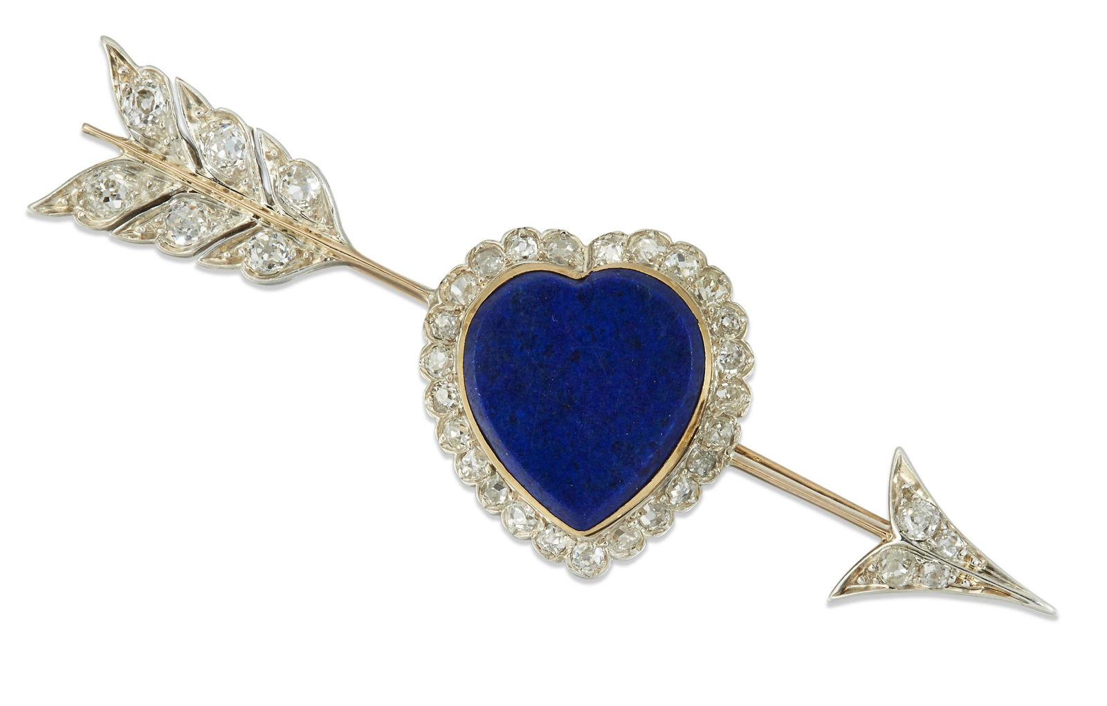 A LAPIS LAZULI AND DIAMOND BROOCH (1 of 1)