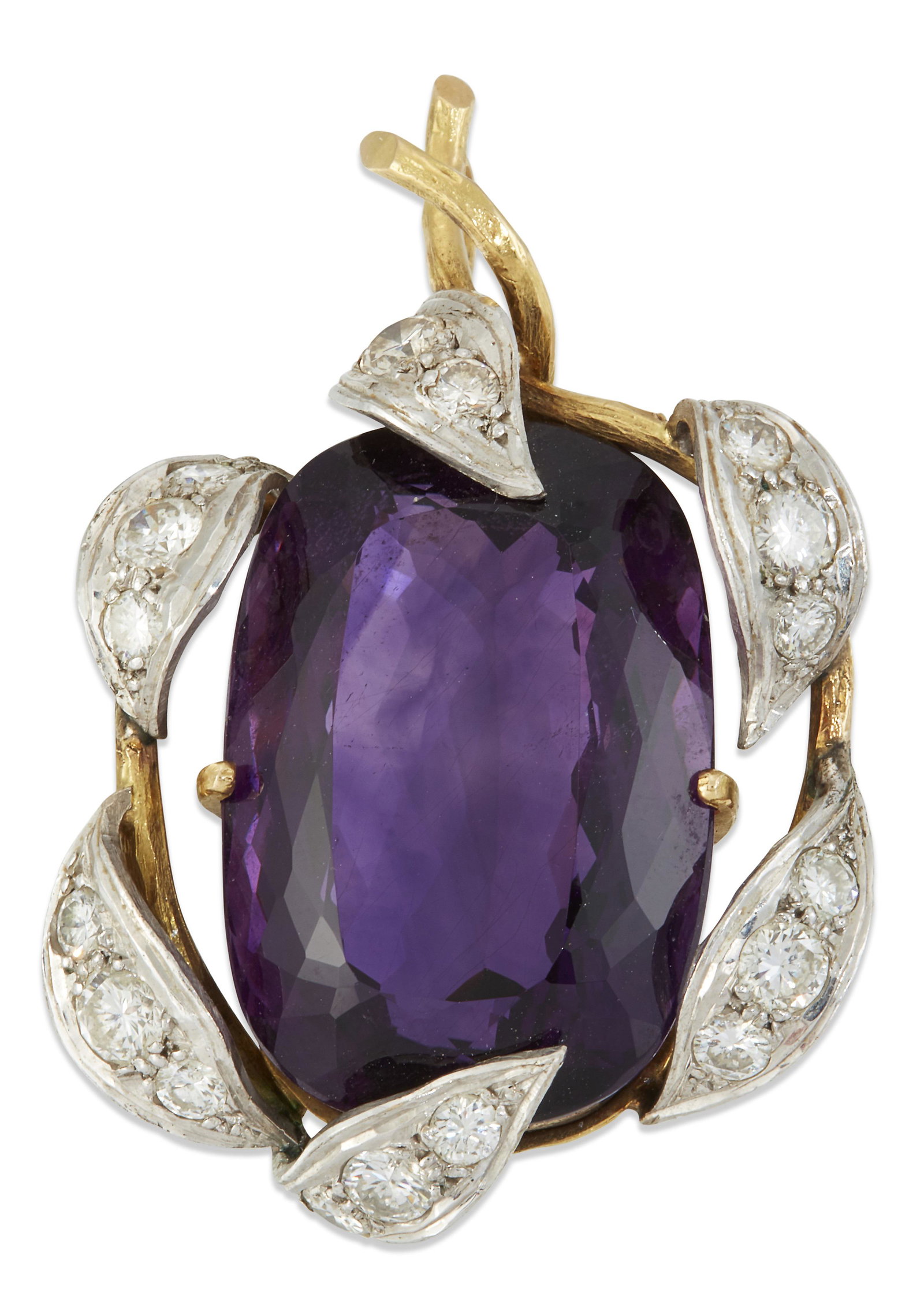 AN AMETHYST AND DIAMOND PENDANT (1 of 1)