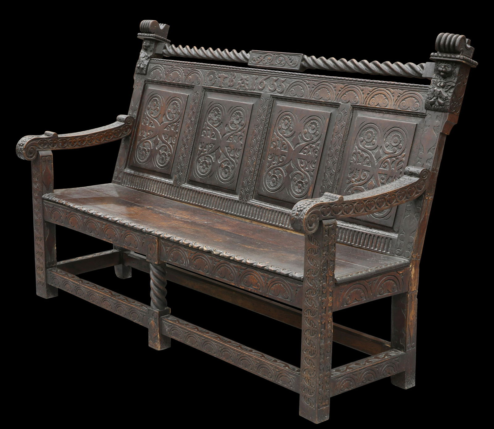 A VICTORIAN CARVED OAK SETTLE (1 of 1)