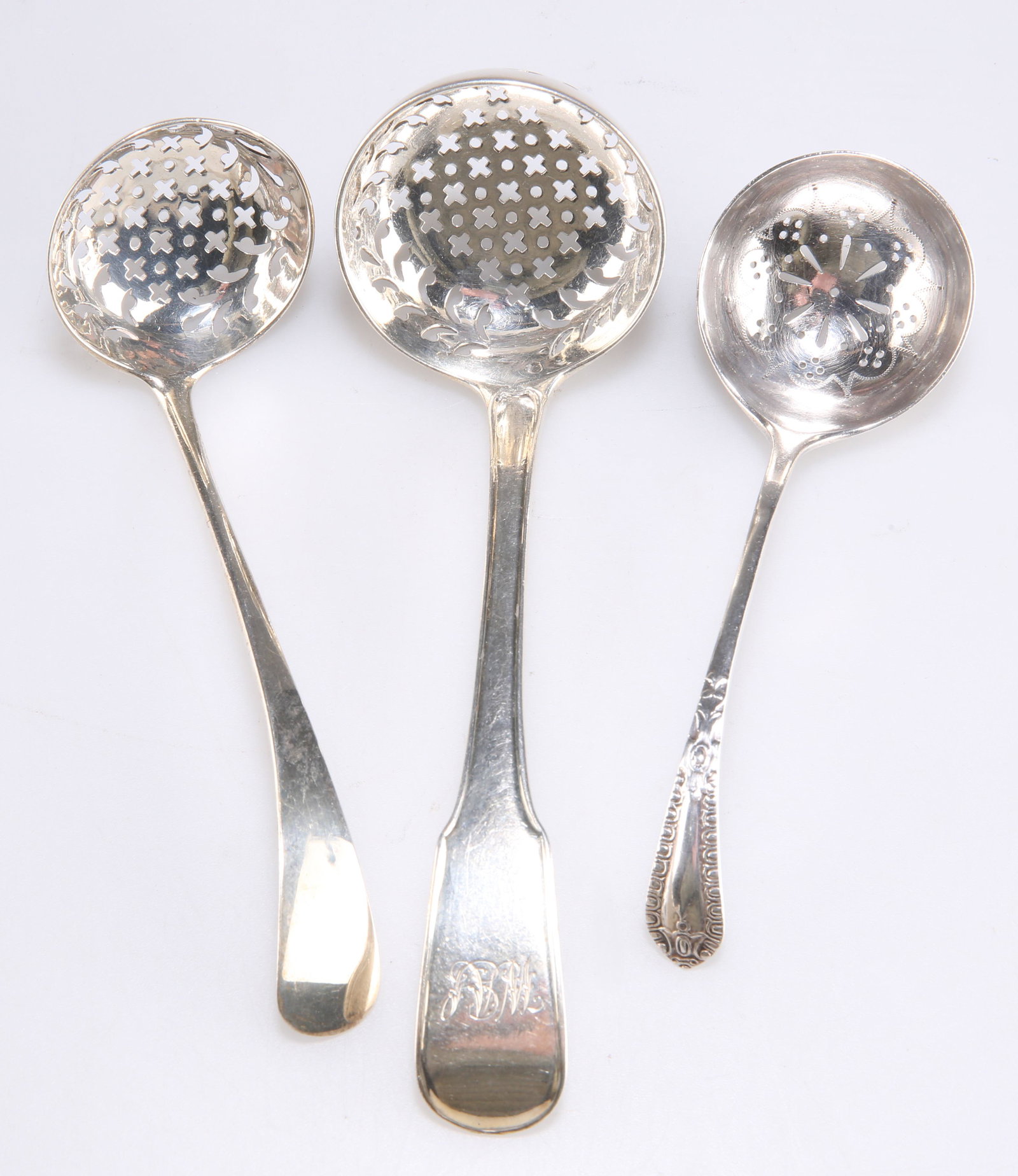 THREE SILVER SIFTER SPOONS (1 of 2)