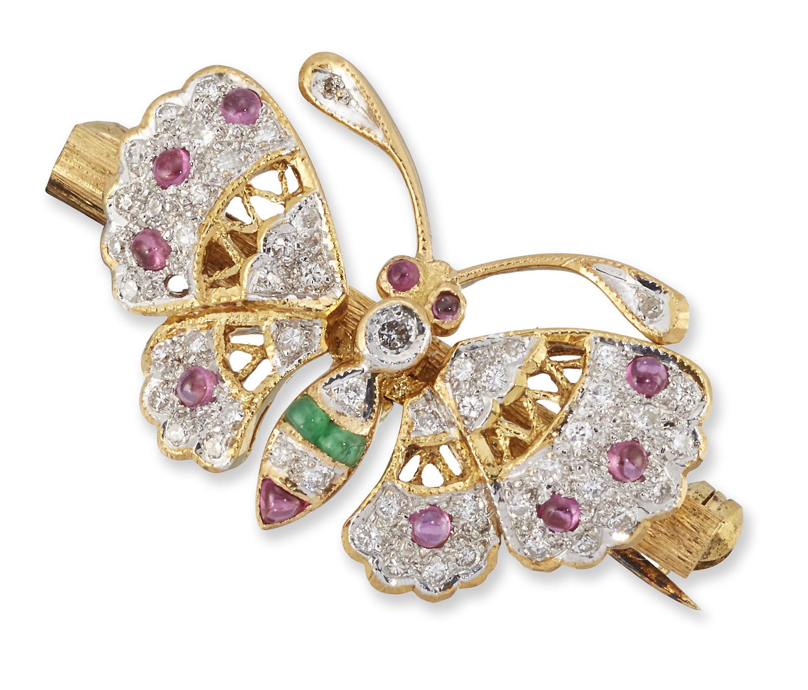 AN 18 CARAT GOLD EN TREMBLANT BUTTERFLY BROOCH (1 of 1)