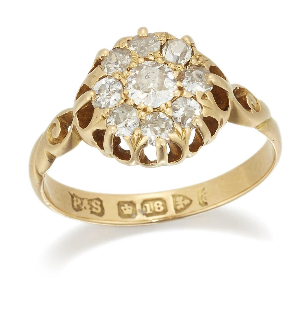 AN EDWARDIAN 18 CARAT GOLD DIAMOND CLUSTER RING (1 of 1)