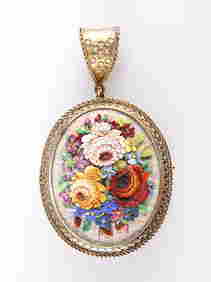 A MID-19TH CENTURY ITALIAN MICRO MOSAIC PENDANT/BROOCH (1 of 2)