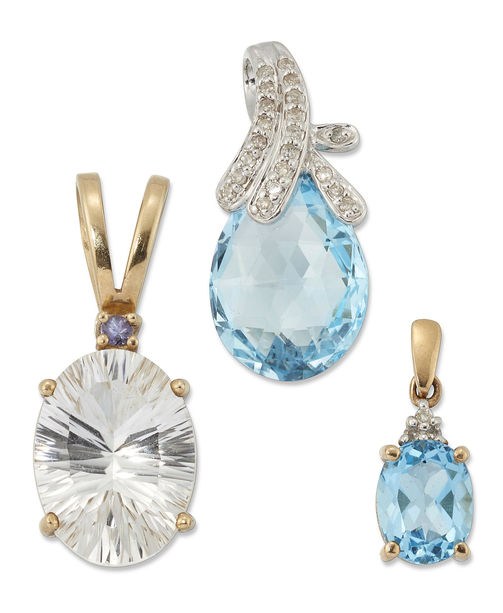 THREE 9 CARAT GOLD GEM-SET PENDANTS (1 of 1)