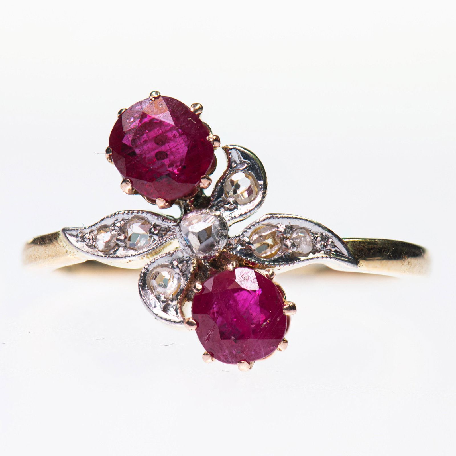 A RUBY AND DIAMOND CROSSOVER RING (1 of 1)