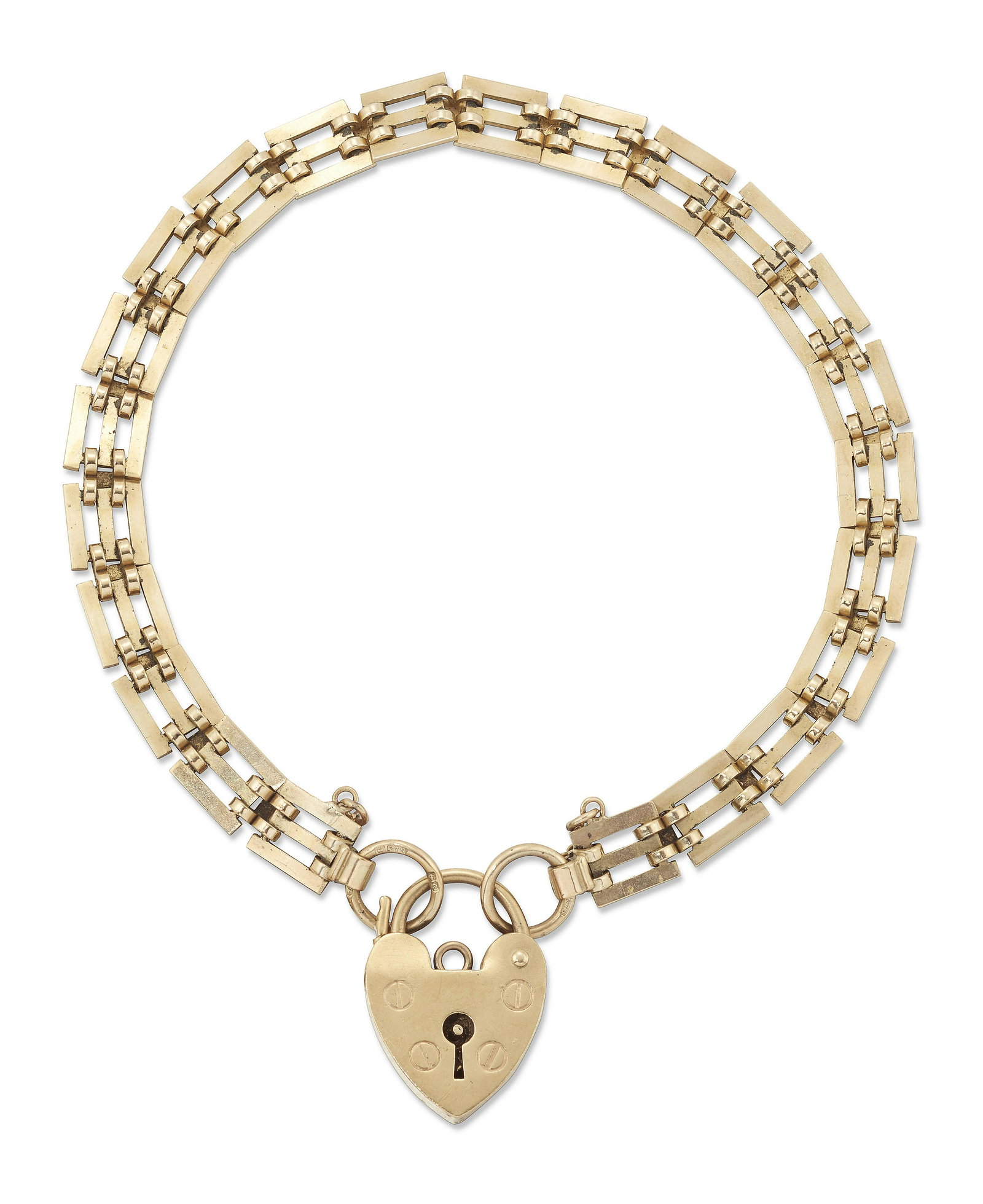 A 9 CARAT GOLD GATE LINK BRACELET WITH 9 CARAT GOLD PADLOCK CLASP (1 of 1)