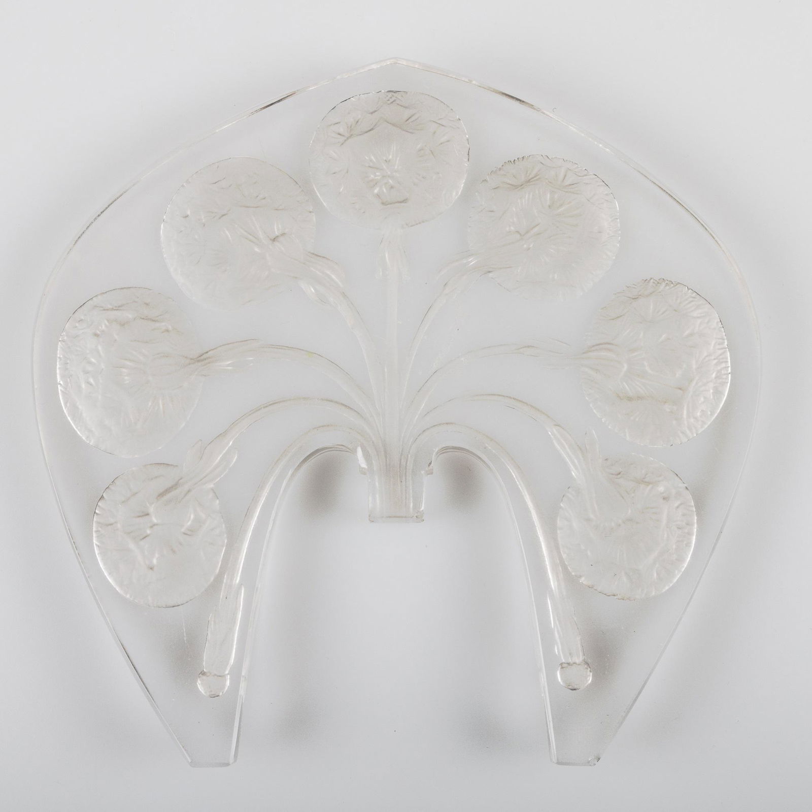 RENÃ‰ LALIQUE (FRENCH, 1860-1945), 'VEILLEUSE PISSENLIT', A TIARA NIGHT LIGHT STOPPER, DESIGNED 1914 (1 of 2)